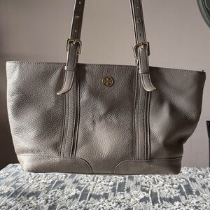 Tory Burch Taupe Leather Tote Bag